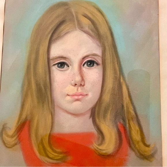 Original Art Work Painting Vintage Pastel Portrait Of a Young Girl - Picture 4 of 16